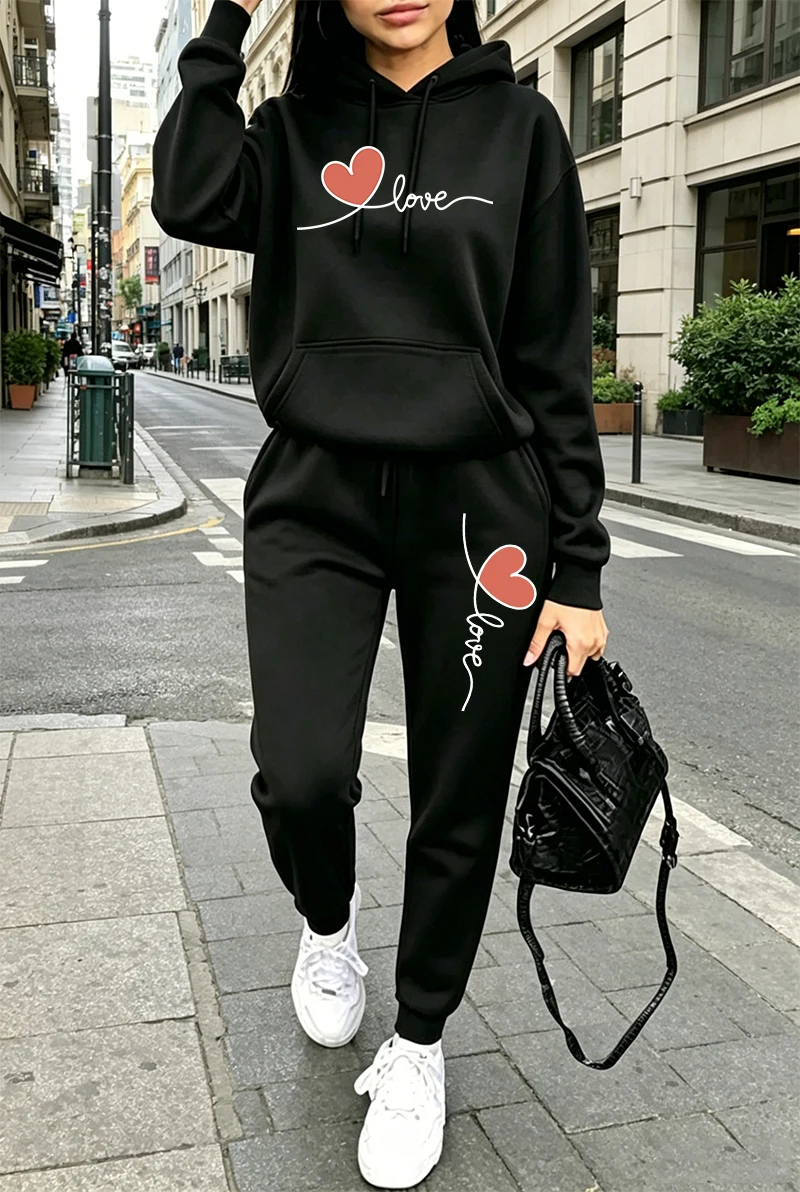 Winter Clothing Fashion - Tuta da donna con stampa, felpa